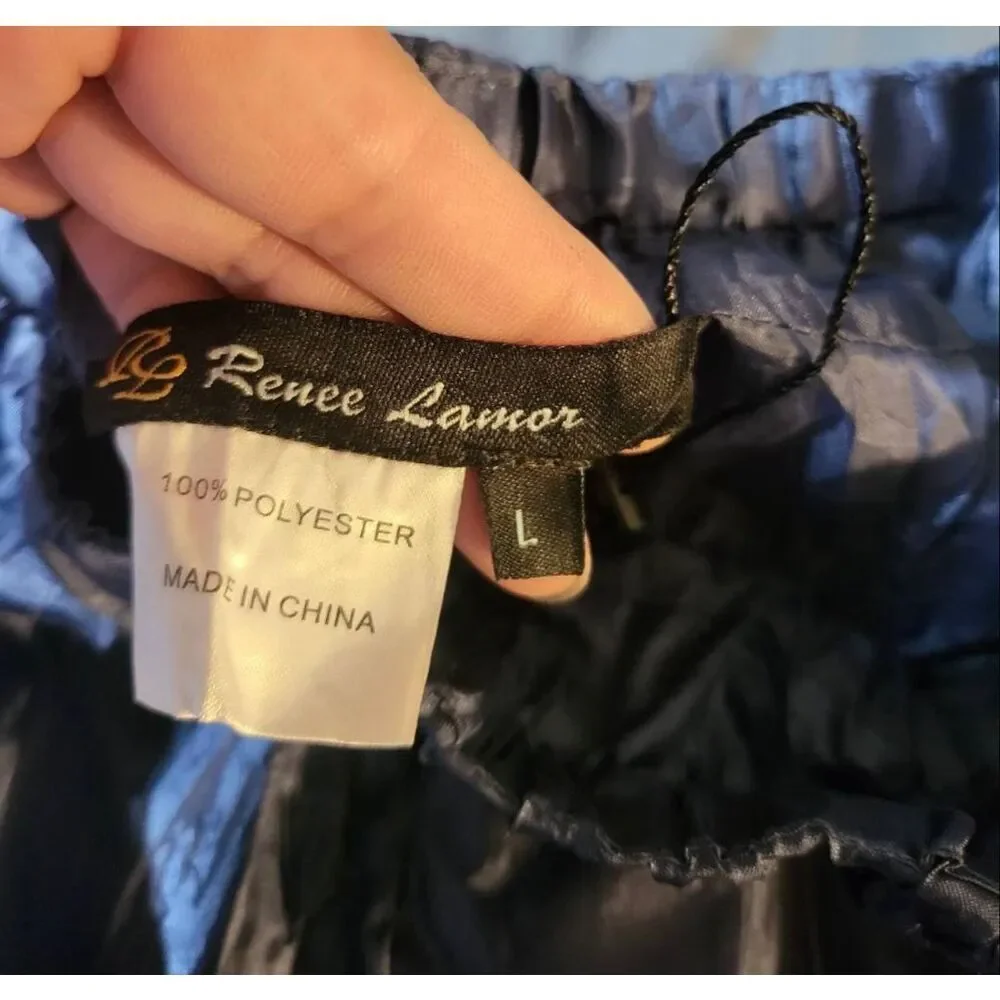 Renee Lamar midnight blue pull-up polyester Maxi skirt L